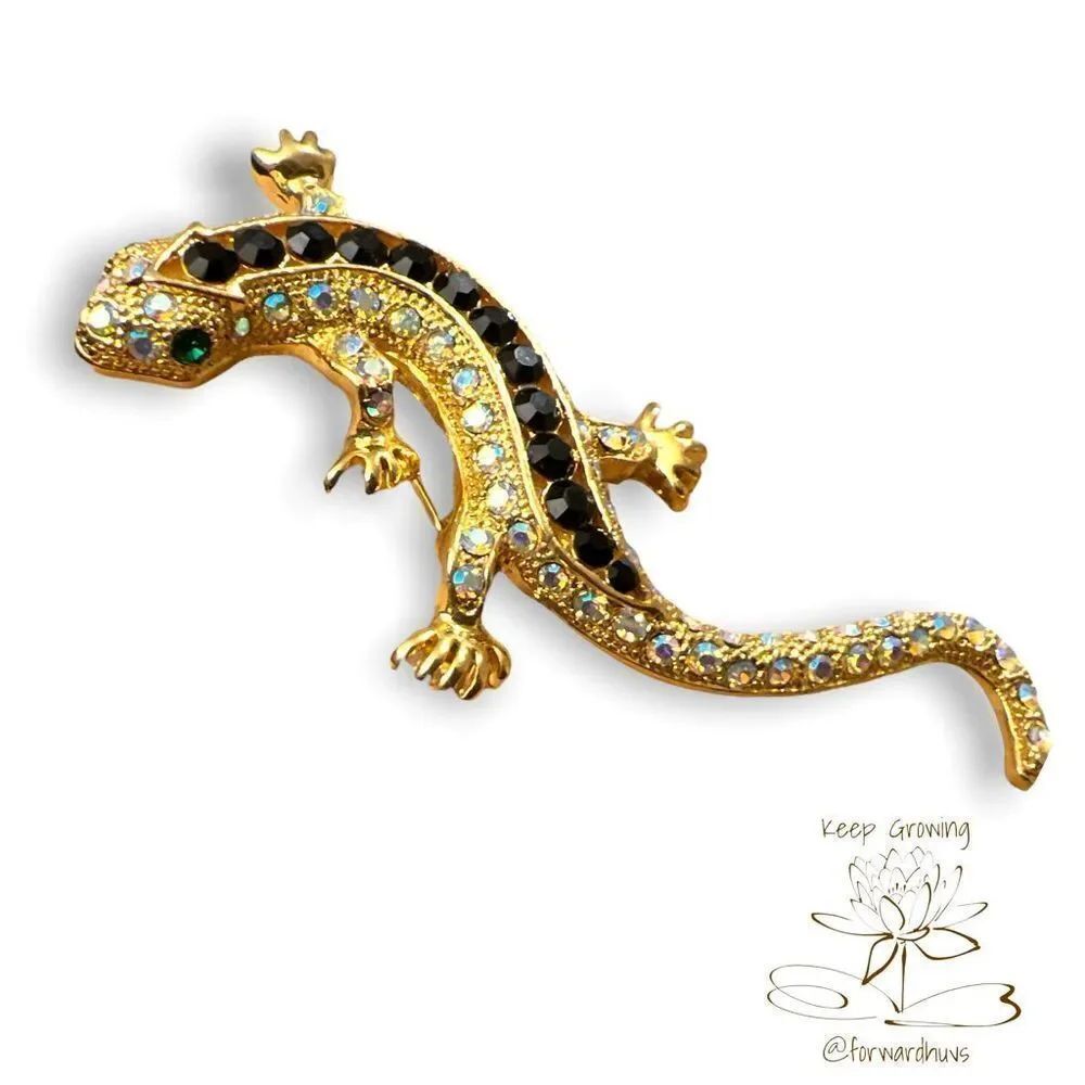Rhinestone Lizard Brooch Pin